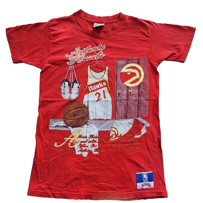 Vintage 90s Atlanta Hawks Nutmeg NBA T-Shirt M Dominique Wilkins Basketball Tee