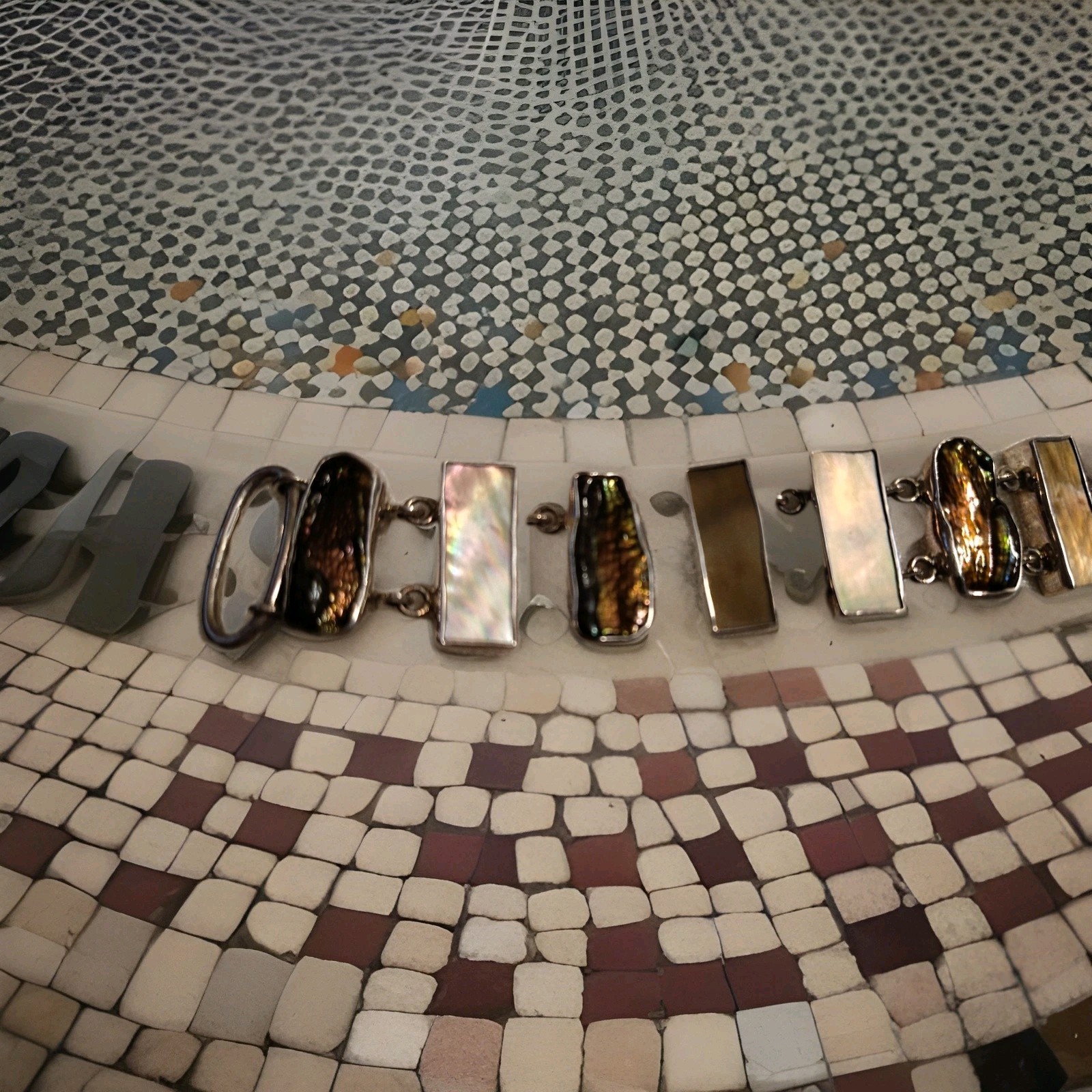 Artisan Multi Panel Link Sterling Silver 925  Bra… - image 9