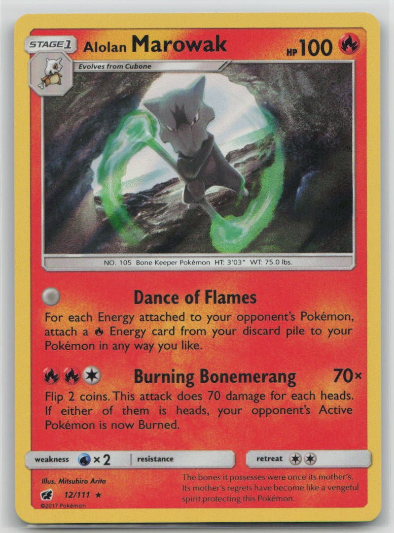 Alolan Marowak 12/111 Holo Rare Crimson Invasion Pokemon Lightly Played
