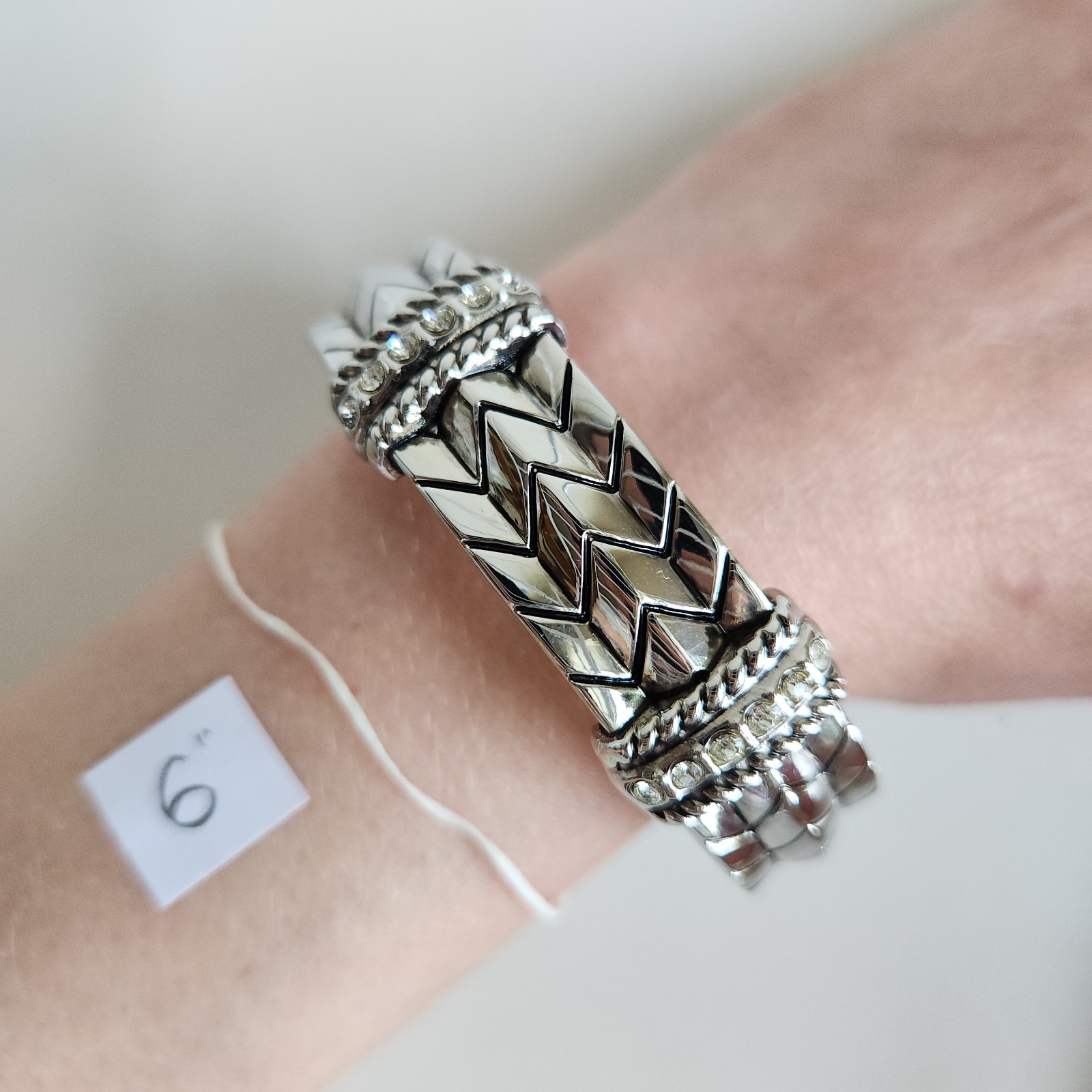 Chunky Bold Silver Tone Hinged Bangle Bracelet | … - image 7