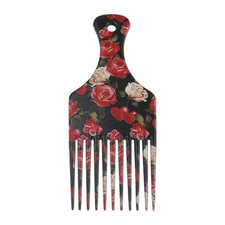 Wide Tooth Afro Hair Pick Comb, Hair Styling Tool for Men Plastic Flower Pattern