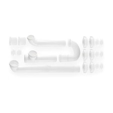 1-1/2 Dia, Polypropylene, White, Kitchen End Outlet, End Out Double Bowl