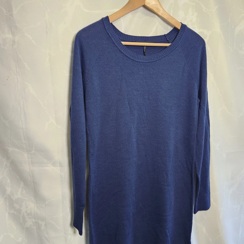 Vestido de malha Energie suéter túnica feminina júnior XL azul manga longa comprimento do joelho - Imagem 2 de 4