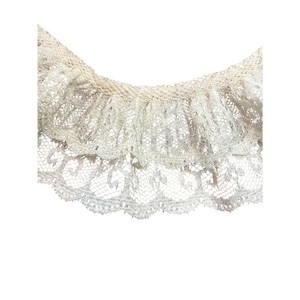 2" Ruffled Gathered Lace Two Tier Trim Ivory