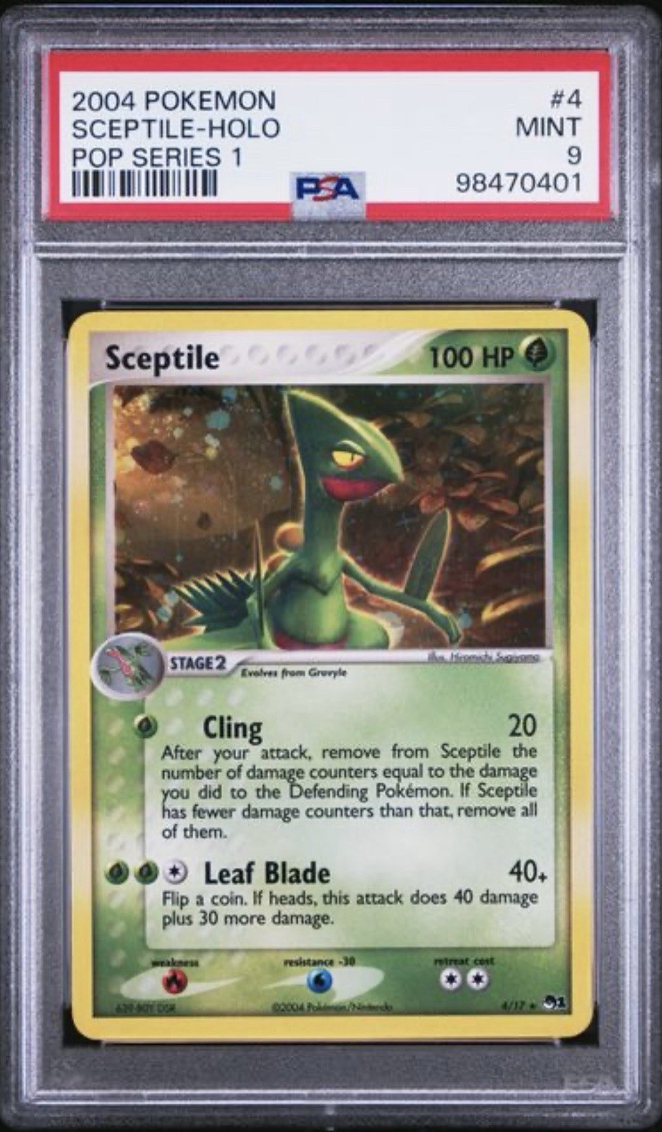 2006 POKEMON POP SERIES 1 SCEPTILE #4/17 BLACK STAR PROMO HOLO FOIL PSA 9 E2