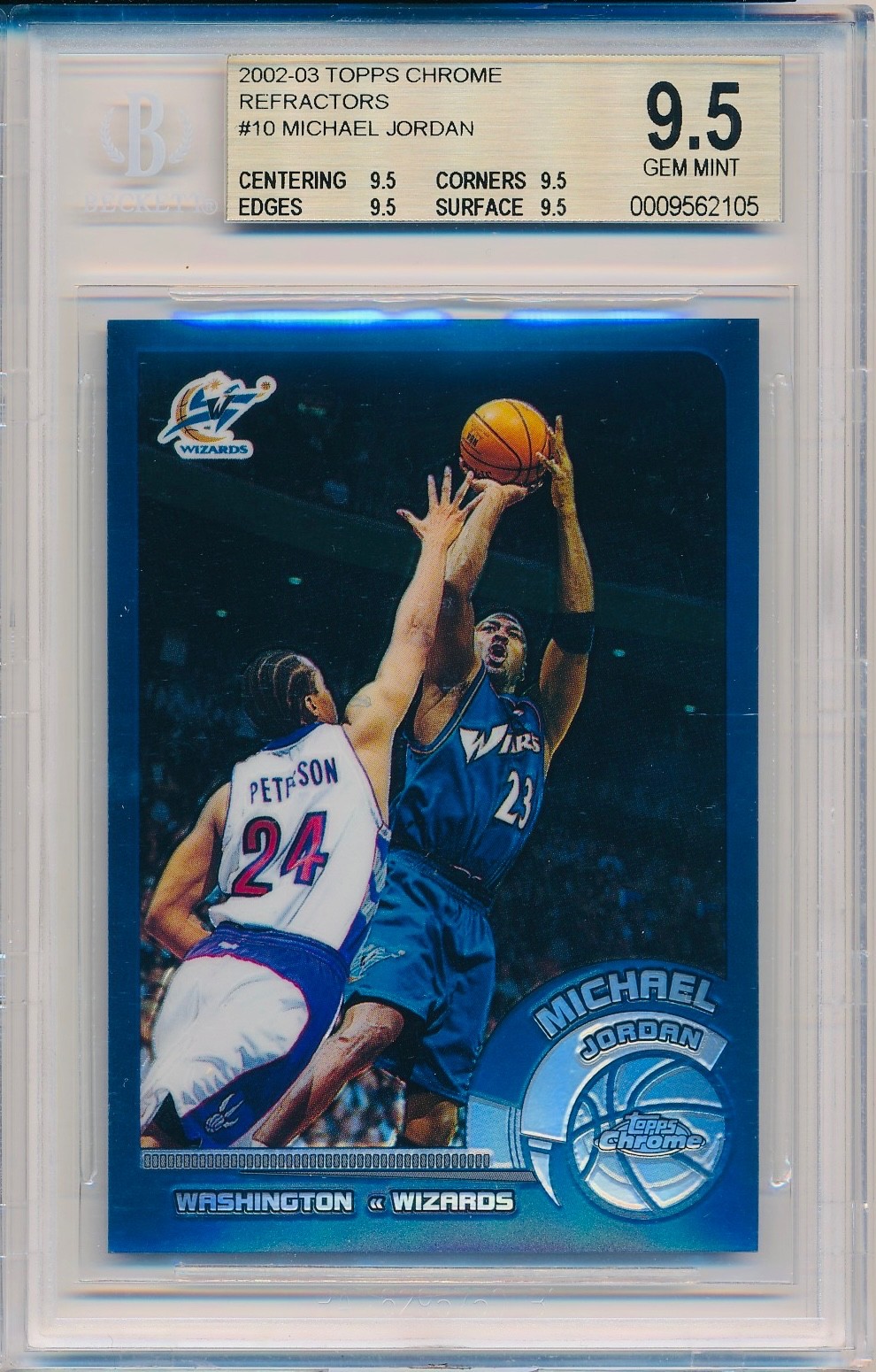 MICHAEL JORDAN 2002-03 Topps CHROME REFRACTOR #10 BGS 9.5 GEM (9.5,9.5,9.5,9.5)