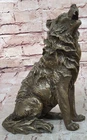 12`` Bronze Art sculpture Beast animl ferocious wolf head statue Home decor Sale