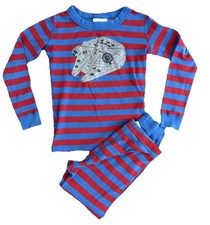 Hanna Andersson Boys Size 5 / 110 Star Wars Striped Pajamas Millennium Falcon