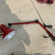 Vintage Underwriters Laboratories Red Articulating Folding Lamp Industrial Light