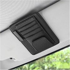 Car Sun Visor Organizer PU Leather Storage Pocket Sunglass Card Pen Carbon Black