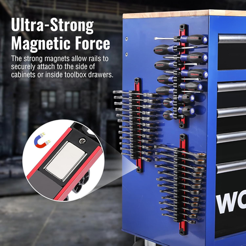 Magnetic Screwdriver Organizer and Wrench Organizer, Aluminum Rail Magnetic T... - Picture 12 of 12
