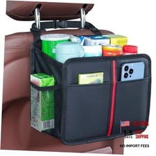 Premium PU Leather Hanging Car Seat Organizer - Open-Top