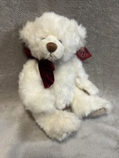 Russ Plush Bear "Ribbons" White Stuffed Red Ribbon NWT