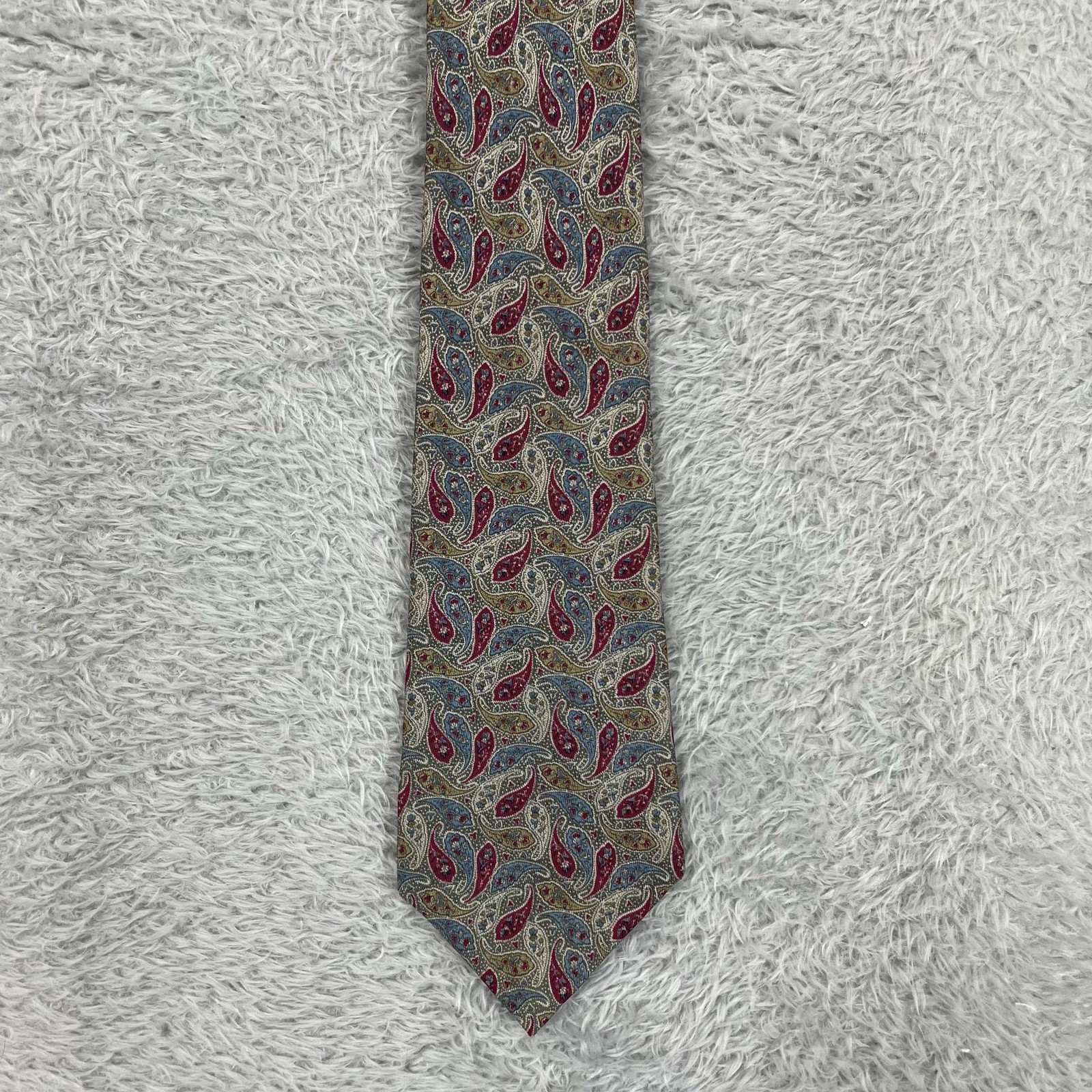 Hermes Tie Mens One Size Multicolor Paisley 100% Silk Made France Woven Necktie
