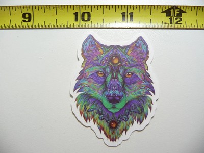 MYSTICAL WOLF GEMS SMALL STICKER DECAL DOG WILD ANIMAL FUNNY