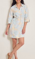 Tommy Bahama Two Palms Paradiso Petals Linen Shirt Dress Sz M Pockets Excellent