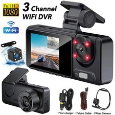 1080P Car Dash Cam Dual Camera Front-Inside-Rear Video DVR Recorder Night Vision