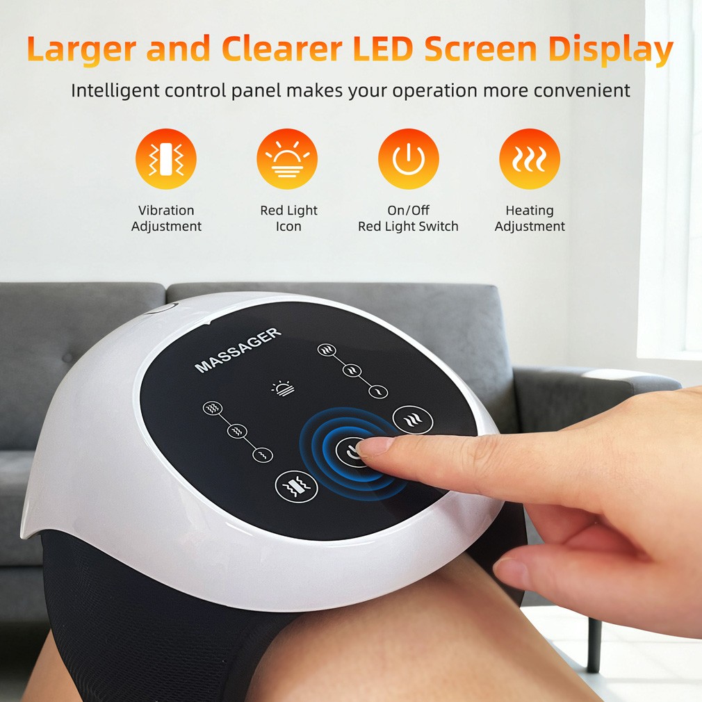 Knee Massager for Arthritis & Stiffness Vibration + 40/45/48°C Heat + Red-Light