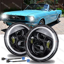 2x For 1964-1984 Ford Mustang Round 7 Inch Led Headlights Hi-lo Sealed Beam Drl