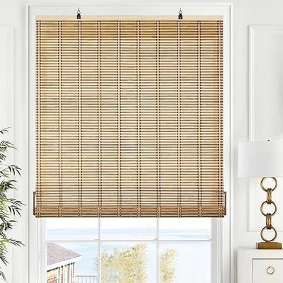 LazBlinds Cordless Bamboo Blinds Roll Up Shades for Windows 27'' x 64''