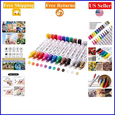 12-Color Oil-Based Waterproof Paint Markers for Crafts, Glass, Wood