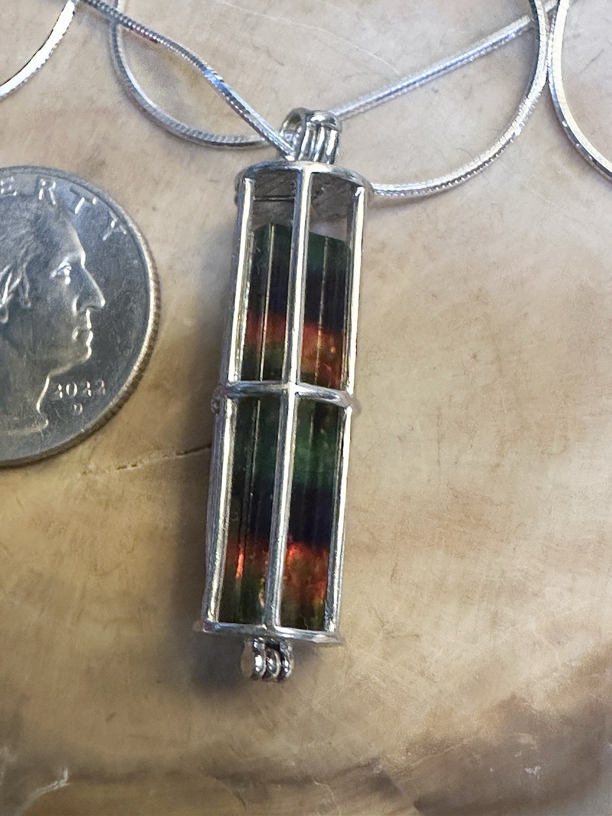 Gorgeous Caged Rectangular Ammolite Doublet 925 S… - image 6