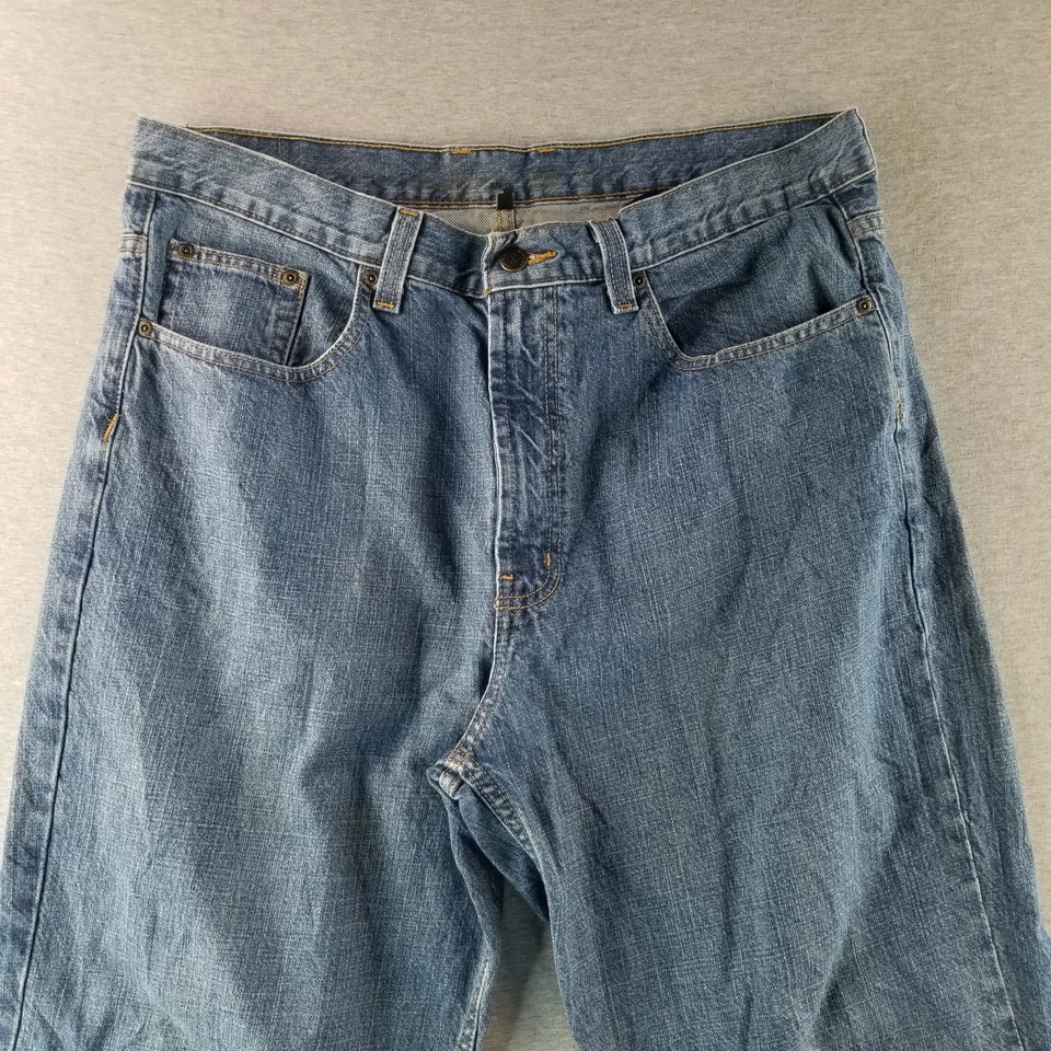 Pantalones de mezclilla Axist para hombre talla 38x30 de colección calce relajado lavado medio 100 % algodón Normcore duraderos Foto 3 de 4