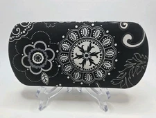 Thirty-One Black White Paisley Hard Case Clamshell Wallet Clutch 