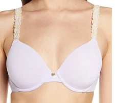 Natori Pure Luxe Underwire T-Shirt Bra sz 32B grape / citrus  732080