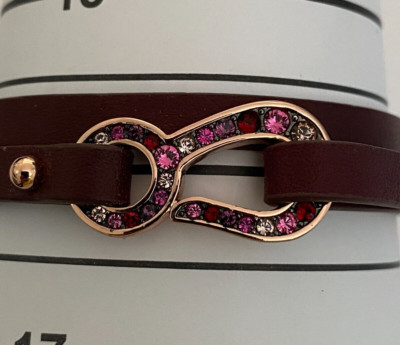 Adore Rose Gold Plated Pave Hook Double Wrap Bracelet w/ Crystal from Swarovski