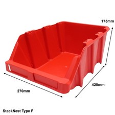 Value Stackable & Nestable Plastic Parts Bins Storage Boxes - 7 Sizes  Red Blue 