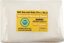 100 Vacuum Sealer Bags: Gallon Size (11" X 16") by Outofair Works with Foodsaver