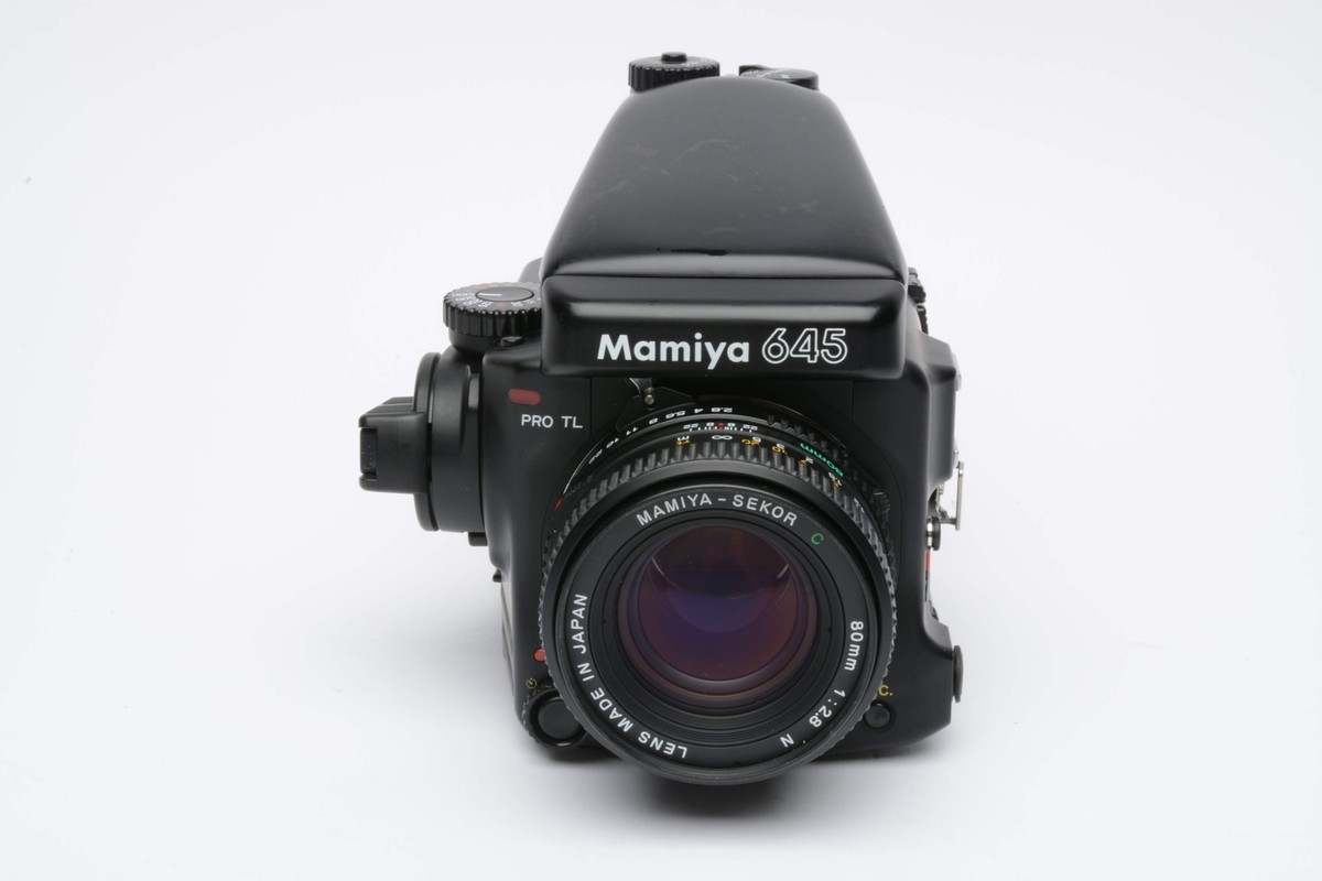 Mamiya 645 Pro TL w/80mm f2.8N lens, 120 back, strap+lugs+cap, nice! Mamiya 645 Pro TL w/80mm f2.8N lens, 120 back, strap+lugs+cap, nice!