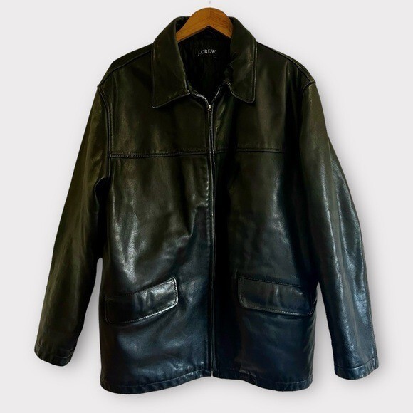 J. Crew Vintage Men's Sz L Leather Bomber Jacket Full Zip J. Crew Vintage Men's Sz L Leather Bomber Jacket Full Zip