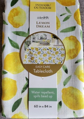 colordrift tablecloth indoor outdoor 100% poly water repel easy care 60x84 LEMON