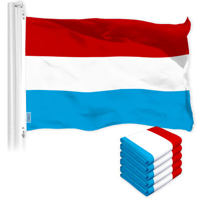 G128 5 Pack Luxembourg Flag 3x5Ft LiteWeave Pro Series Printed 150D Polyester