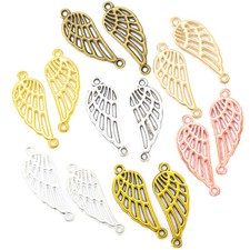25 10MM Alloy Charm Pendant Angel wings Two Hole Handmade Crafts 100pcs/lot