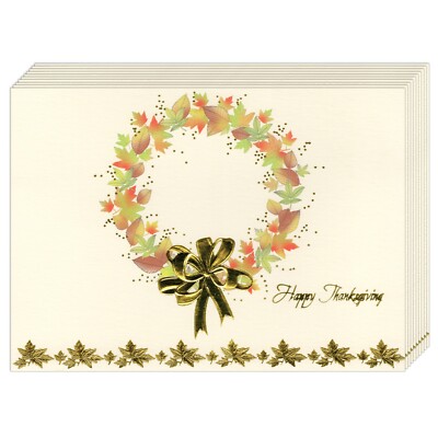 Set of 12 HAPPY THANKSGIVING Greetings Note Cards + Envelopes by ...