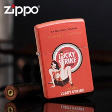 Orange Matte Lucky Strike Pinned Girl Limited Edition Zippo Lighter - US Shippin