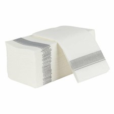 Elegant Cloth-Like Dinner Napkins with Silver Border for Parties, Wedding BULK 