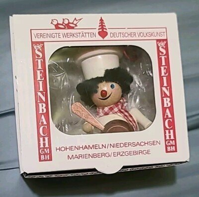 Vintage Steinbach Wooden Christmas Ornament Chef Copper Colored Pot Germany New