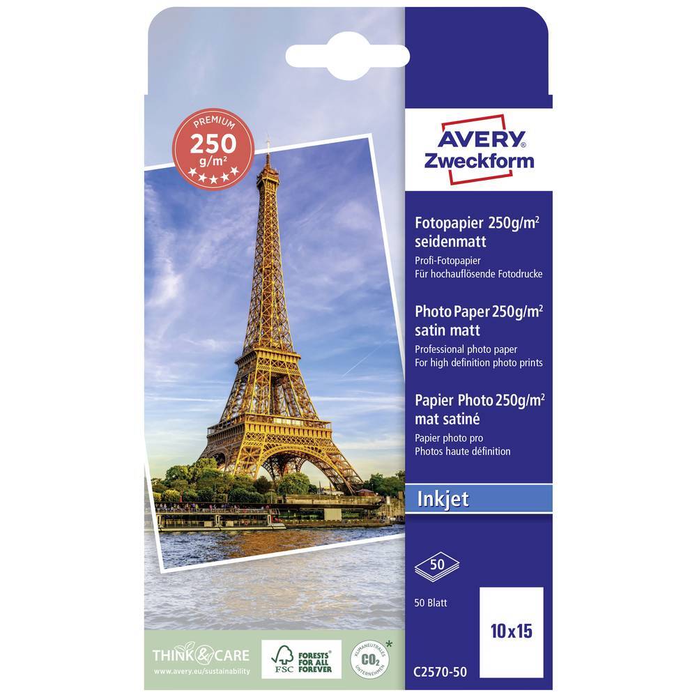 50er Multipack Avery-Zweckform Premium C2570-50 Fotopapier 10 x 15 cm 250 gm 2690₽