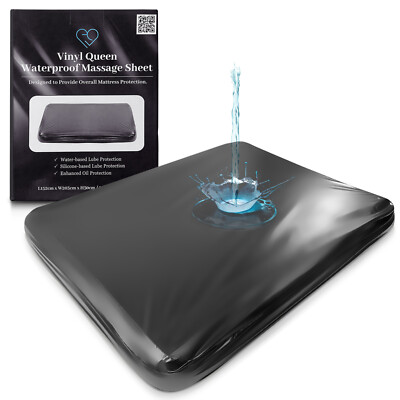 Vinyl Fitted Black Waterproof Sheet | Mattress Protector for Massage Oil & Gel