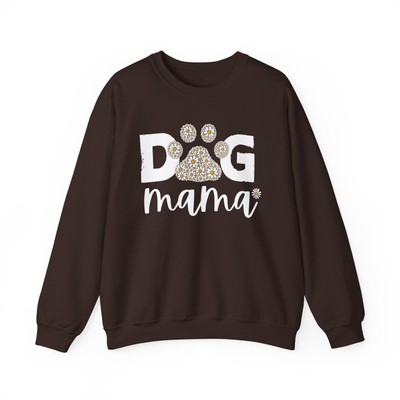 Dog Mama Sweatshirt Paw & Daisies Design Gift for Pet Lover Crewneck Floral 