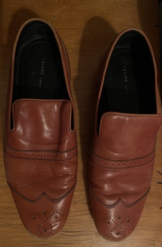 CELINE brown tan soft leather loafers 