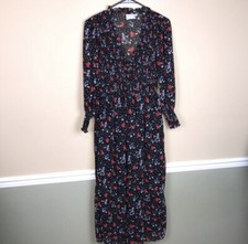 ASOS Design Tall Women’s Floral Smock Ruffle Faux Wrap Long Sleeve Maxi Dress 8