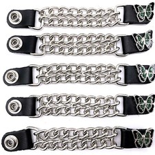 5 GREEN BUTTERFLY WOMEN'S DOUBLE CHAIN MOTORCYCLE BIKER VEST EXTENDERS USA MADE