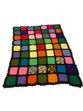 Handmade GRANNY SQUARE Afghan Roseanne Crochet Blanket Throw Approx. 70in X 50in