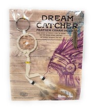 Dream Catcher Beige Key Fob w/ Feather Charm D cor Native American New