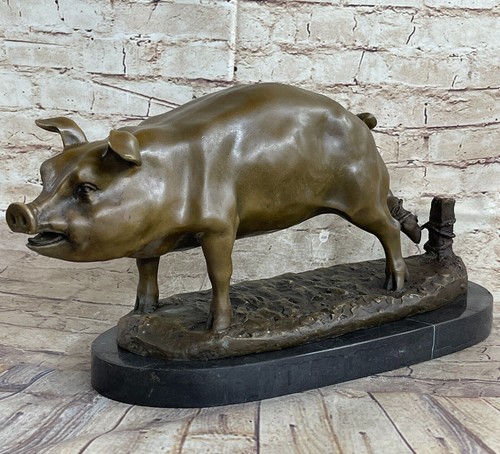 Scultura statua animale cinghiale maiale cinghiale zodiaco 17" bronzo popolare cinese fengshui anno senza prezzo di riserva - Foto 1 di 7